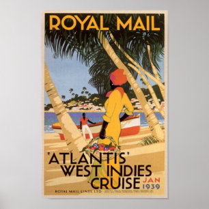 Poster Vintage Royal Main Atlantis West Indies Croisière