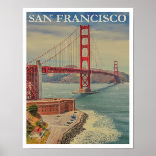 Poster vintage San Francisco Golden Gate Travel