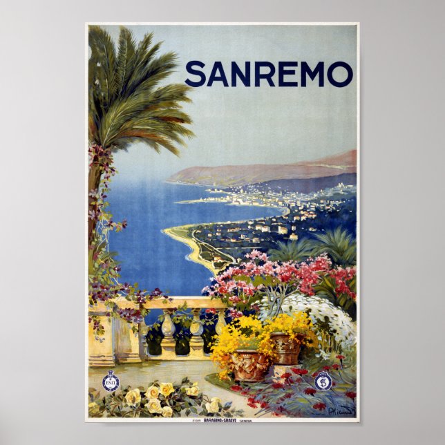 Poster vintage San Remo Travel (Devant)