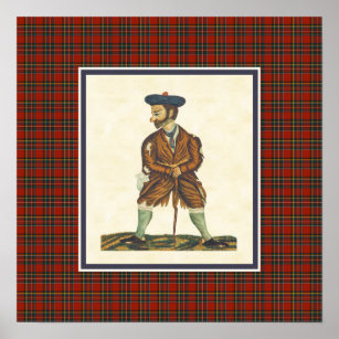 Poster Vintage Scottish Highlander Peelans Tartan Border