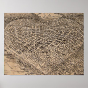 Poster Vintage Seattle Heart Map