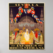 Poster vintage Seville Espagne Expo 1919