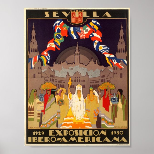 Poster vintage Seville Espagne Expo 1919 (Devant)