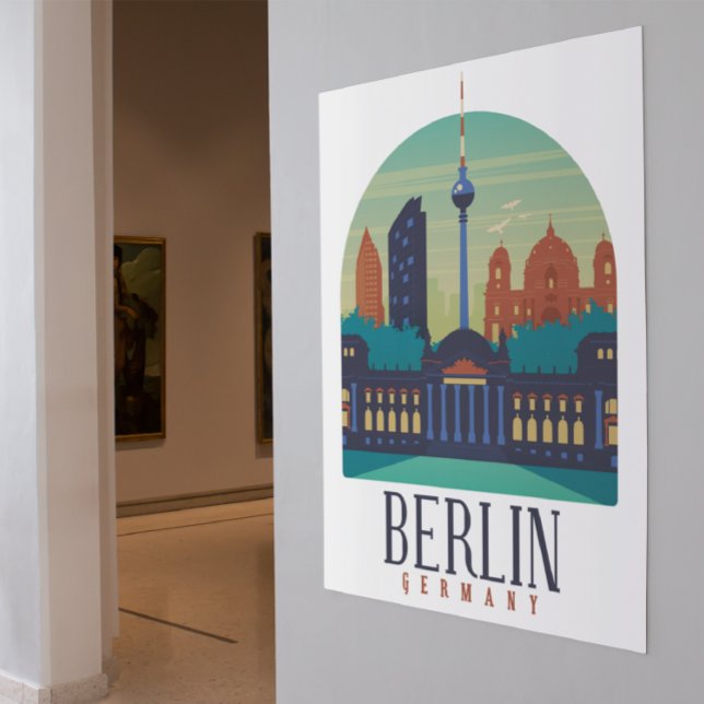 Poster vintage Skyline Allemagne Berlin (berlin germany vintage cityscape)