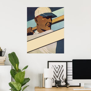 Poster Vintage Sports Baseball Batter, Stylized Art