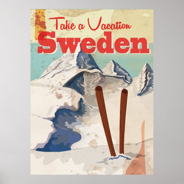 Poster vintage Suède Travel (Devant)