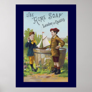 Poster vintage sur le savon et le ménage