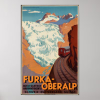 Poster vintage Swiss Railroad Travel