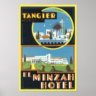 Poster Vintage Tanger, Maroc Hôtel El Minzah