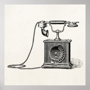 Poster Vintage Telephone Illustration Phone Retro Phones