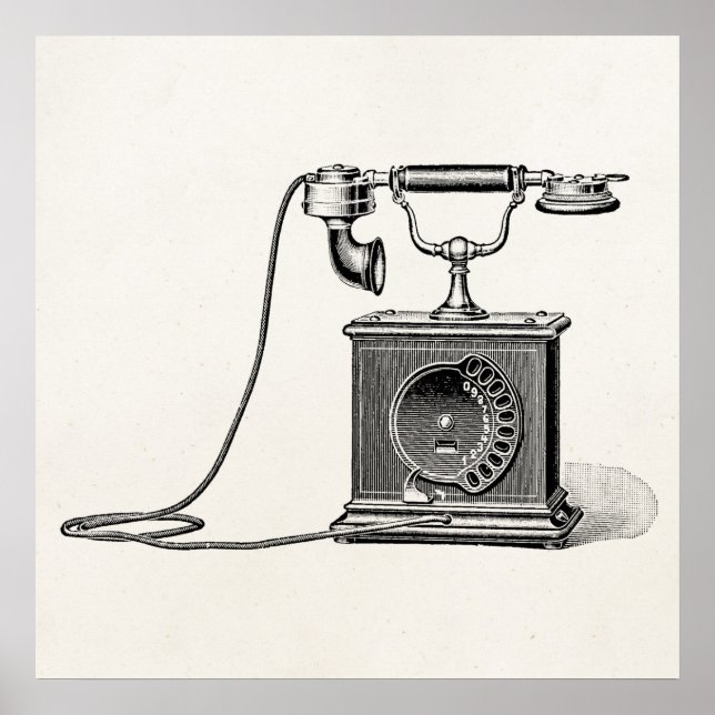 Poster Vintage Telephone Illustration Phone Retro Phones (Devant)