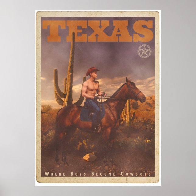 Poster vintage Texas Cowboy (Devant)