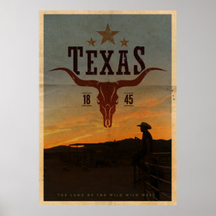 Poster vintage Texas Cowboy Travel