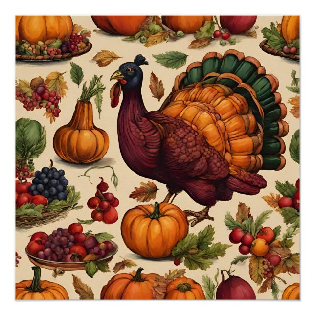 Poster Vintage Thanksgiving Turquie (Devant)