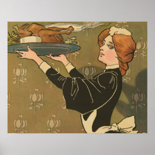 Poster Vintage Thanksgiving Victorian Turkey