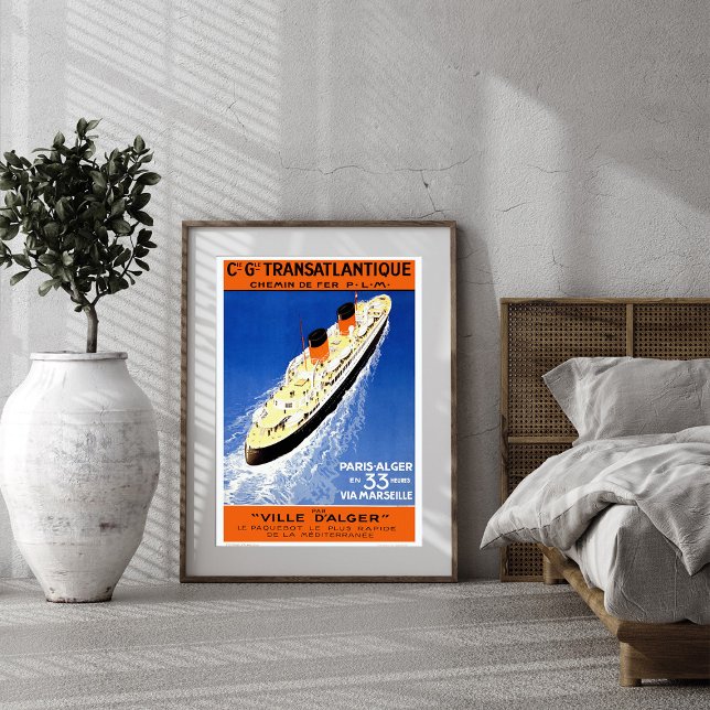 Poster vintage Transatlantic Cruise Ship (Créateur téléchargé)