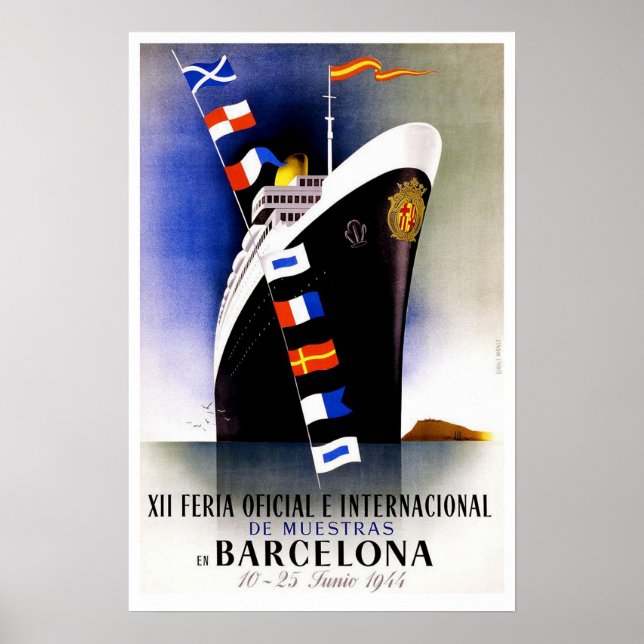 Poster Vintage travel, Salon International de Barcelone (Devant)