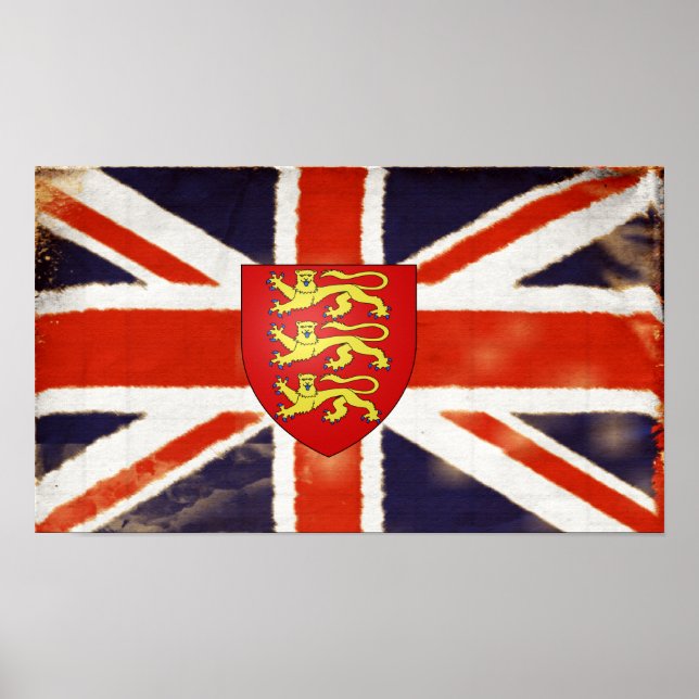 Poster vintage Union Jack Coat Of Arms (Devant)