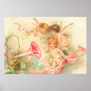Poster Vintage valentine cupide ange 1