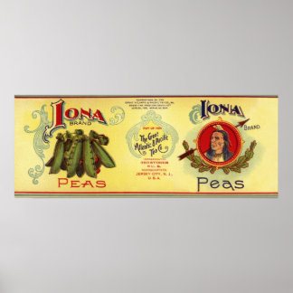 Poster Vintage Vegetable Can Étiquette Art, Iona Brand Pe