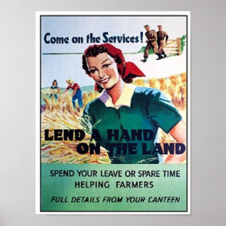 Poster Vintage Venez sur le service Prêtez main sur le pl