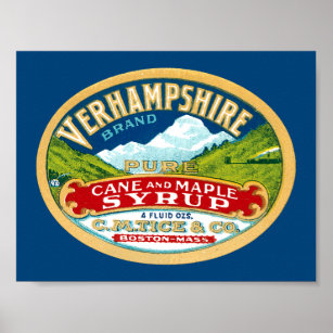 Poster Vintage Vernhampshire Canne et Étiquette de sirop 