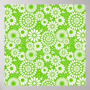 Poster vintage vert floral