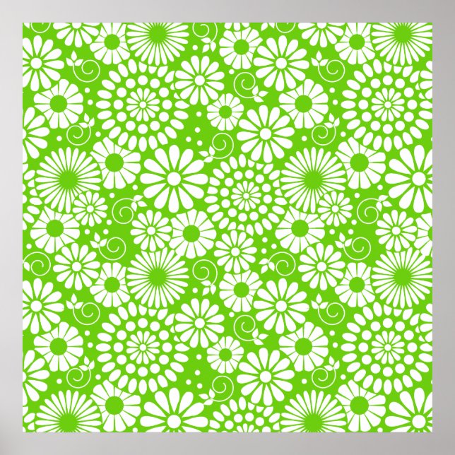 Poster vintage vert floral (Devant)