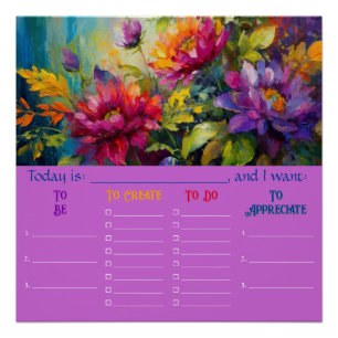 Poster Vintage Vibrant Floral Painting Planner Télécharge