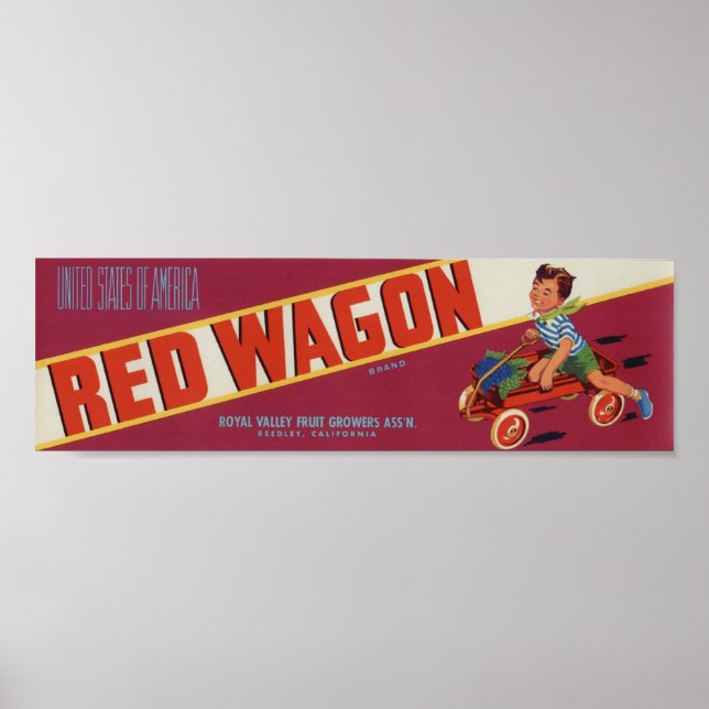 Poster Vintage Vieux Étiquettes de Fruit Rouge Wagon (Devant)