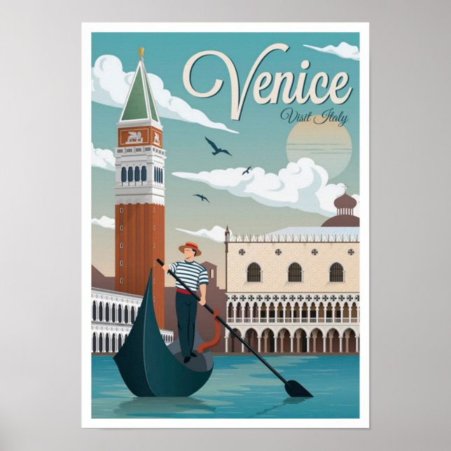 Poster vintage - Visiter Venise Italie (Devant)