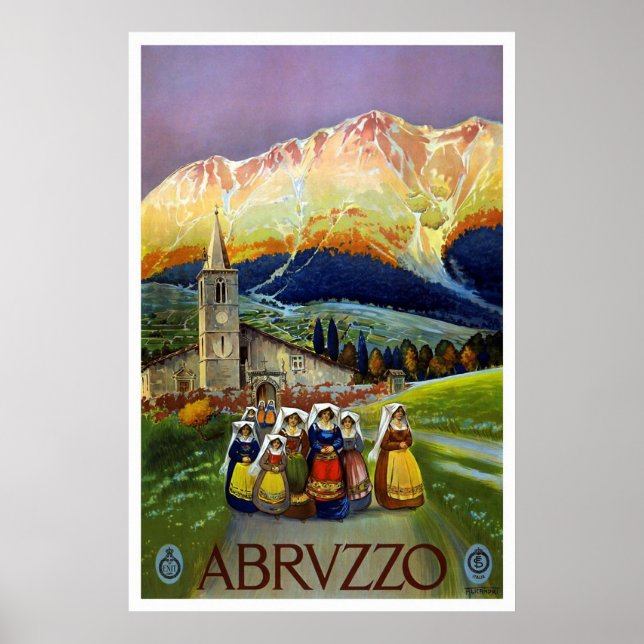 Poster Vintage voyage "Abruzzes, Italie" (Devant)