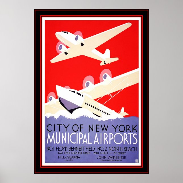 Poster Vintage voyage Aéroports New York (Devant)