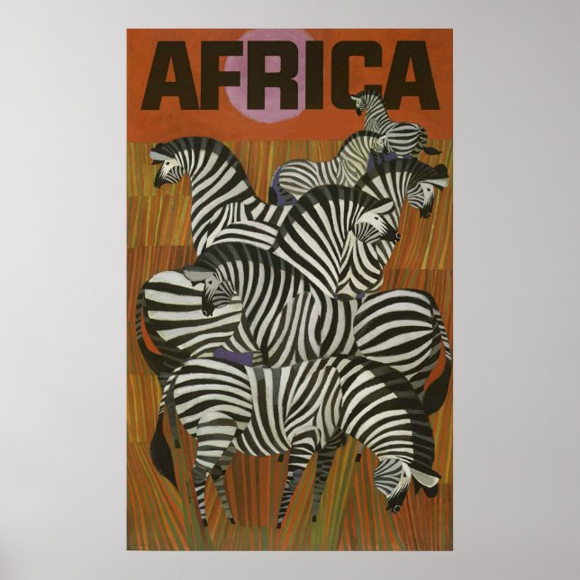 Poster Vintage voyage Afrique Zebra (Devant)