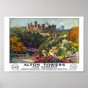 Poster Vintage voyage Alton Towers and Gardens