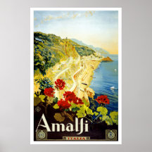 Poster Vintage voyage "Amalfi"