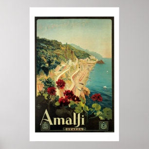 Poster Vintage voyage Amalfi Italia