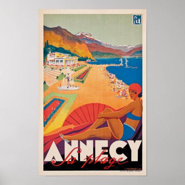 Poster Vintage voyage Annecy France (Devant)