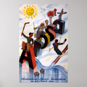 Poster Vintage voyage Arosa Suisse