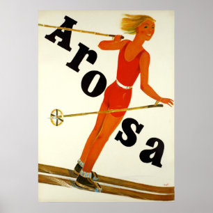 Poster Vintage voyage Arosa Suisse