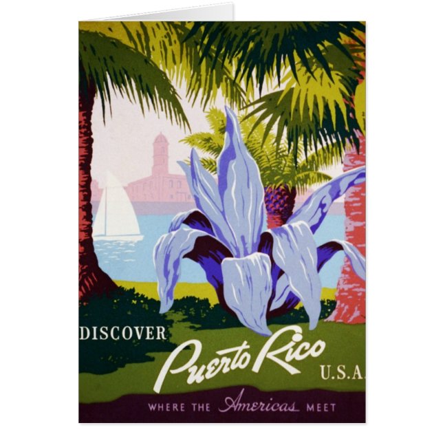 Poster Vintage voyage Art, Découvrez Porto Rico! (Devant)