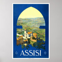 Poster Vintage voyage "Assisi"