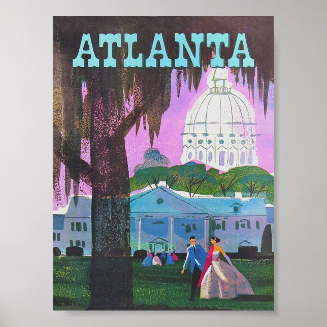 Poster Vintage voyage Atlanta Georgia (Devant)
