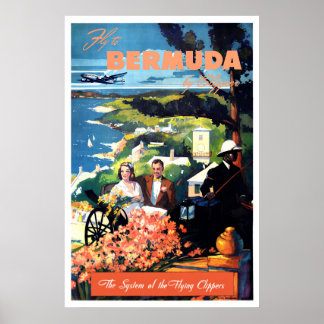 Poster Vintage voyage aux Bermudes