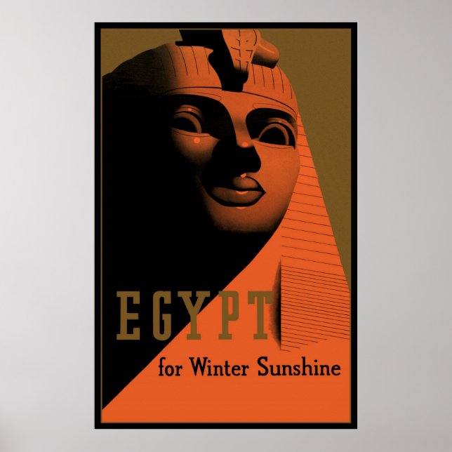 Poster Vintage voyage avec Sphinx, Egypte, Afrique (Devant)