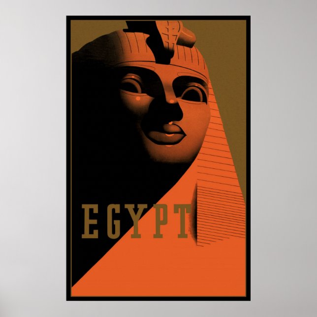 Poster Vintage voyage avec Sphinx, Egypte, Afrique (Devant)