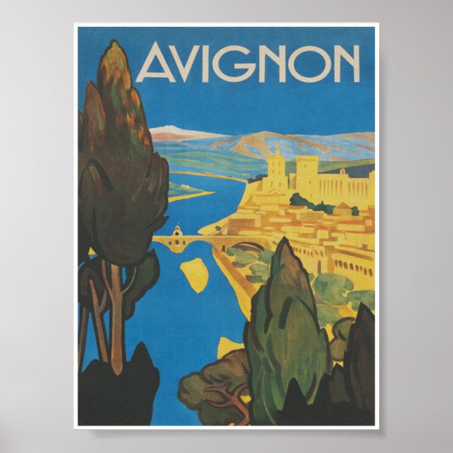 Poster Vintage voyage Avignon France (Devant)