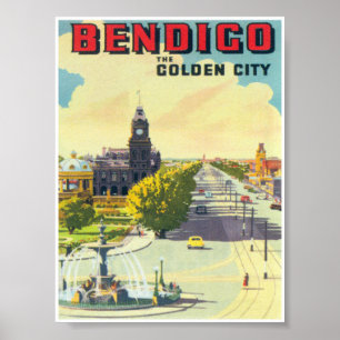 Poster Vintage voyage Bendigo Australie