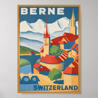 Poster Vintage voyage BERNE Suisse