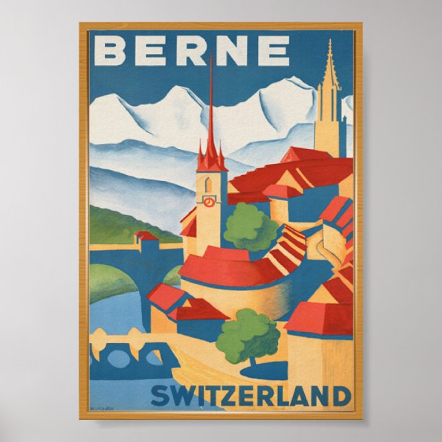 Poster Vintage voyage BERNE Suisse (Devant)
